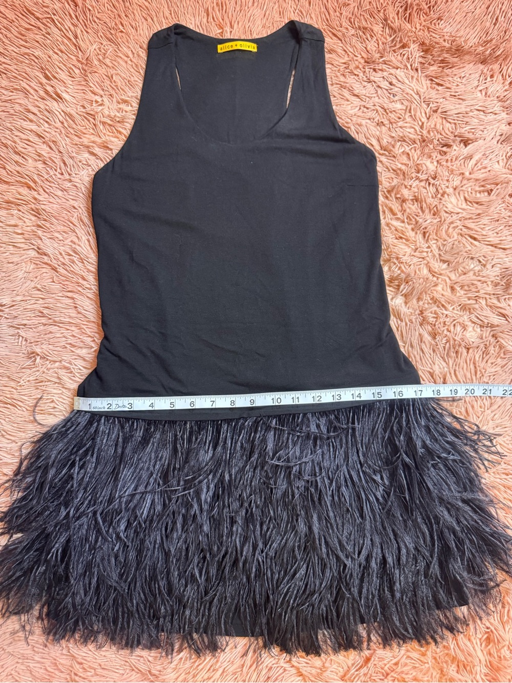 NWOT Alice + Olivia Feather Trim Sleeveless Mini Dress. Size S - Picture 7 of 10